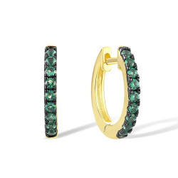 Green Blue Spinel Circle Hoop Earrings  S925 Sterling Silver