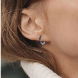 Green Blue Spinel Circle Hoop Earrings  S925 Sterling Silver