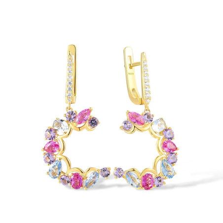 Multicolor Gemstones  Sterling Silver Earrings