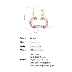 Олон өнгийн чулуутай алтаар бүрсэн мөнгөн ээмэг