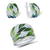 Green Bamboo leaves 925 Sterling Silver Jewelry Set