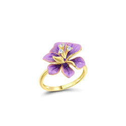 Purple Enemal Flower S925 Sterling Silver Set
