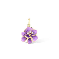 Purple Enemal Flower S925 Sterling Silver Set