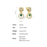 Gold Green Leopard  Earrings 925 Sterling Silver