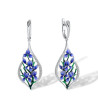 Blue Orchid flower  925 Sterling Silver Jewelry Set