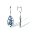 Blue Orchid flower  925 Sterling Silver Jewelry Set