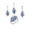 Blue Orchid flower  925 Sterling Silver Jewelry Set