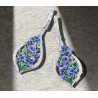 Blue Orchid flower  925 Sterling Silver Jewelry Set