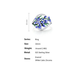 Blue Orchid flower  925 Sterling Silver Jewelry Set