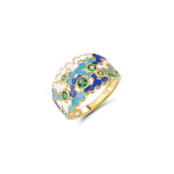 Mosaic Style Enamel S925 Sterling Silver Set