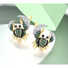 Green crab Gold plated Sterling Silver Pendant Earring Set