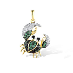 Green crab Gold plated Sterling Silver Pendant Earring Set