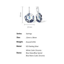 Blue Spinel Dangle Earrings S925 Solid silver