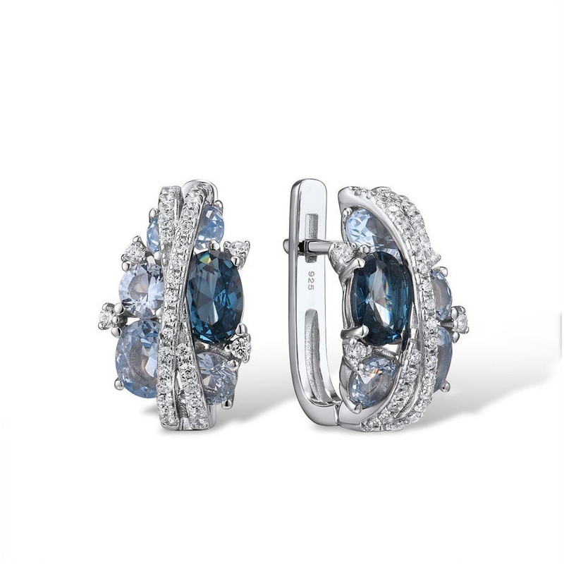 Sparkling Blue Spinel Earrings  S925 Solid silver