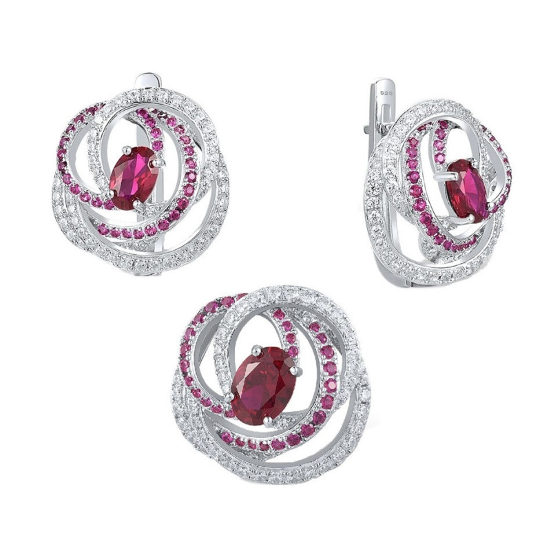 Created Ruby  Gold plated Silver Earring Pendant