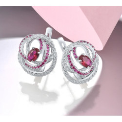 Created Ruby  Gold plated Silver Earring Pendant