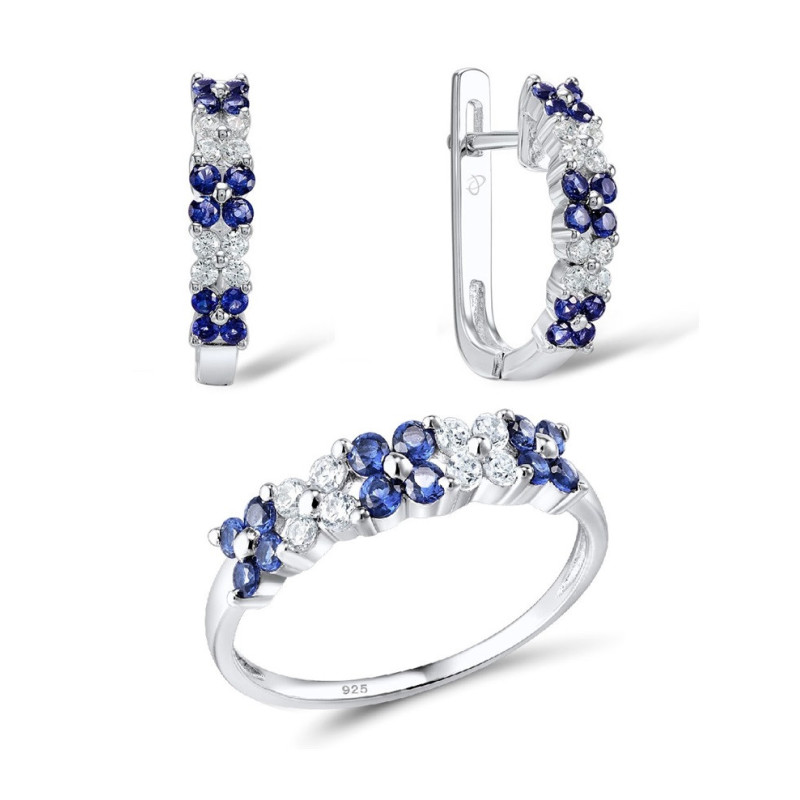 Emerald,Ruby, Sapphire   925 Sterling Silver  set