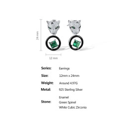 Green Spinel Leopard Stud Earrings S925 Solid silver