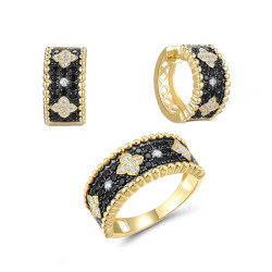 Black Spinel S925 Sterling Silver Jewelry set