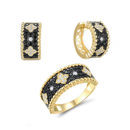 Black Spinel S925 Sterling Silver Jewelry set