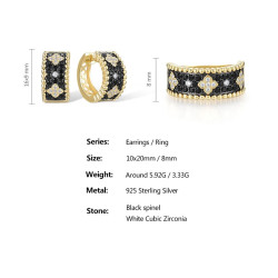 Black Spinel S925 Sterling Silver Jewelry set