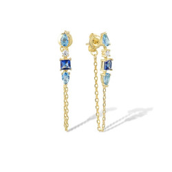 Blue Sapphire topaz sterling silver earrings