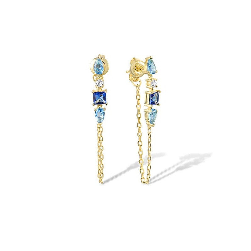 Blue Sapphire topaz sterling silver earrings