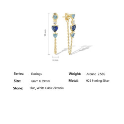 Heart Blue Sapphire topaz sterling silver earrings