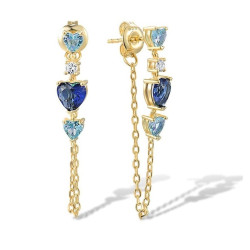 Heart Blue Sapphire topaz sterling silver earrings
