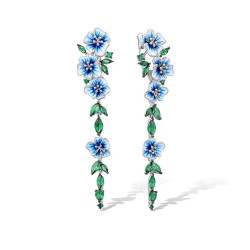 Blue Flower Dangle Earrings S925 Solid silver