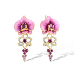 Pink Enamel Dangle S925 sterling silver earrings