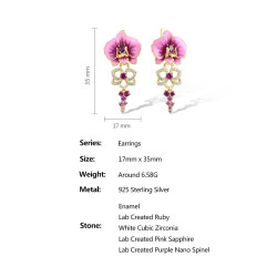 Pink Enamel Dangle S925 sterling silver earrings