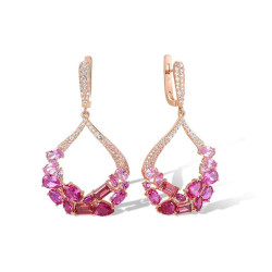 Pink Sapphire  Dangle S925 sterling silver earrings